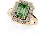 Emerald Cut Halo Engagement Ring Setting for a Fancy Green Lab-Grown Diamond | Yellow Gold - Design NV-24719