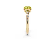 Fancy Yellow Round Cut Diamond Solitaire Vine Band Ring Set in Yellow gold with Round Accents and Prong Setting