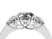 Fancy Black Three-Stone Oval Cut Diamond Ring Set in White gold with Matching Prong Settings and Plain Band