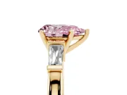 Pear-Shaped Three-Stone Engagement Ring Setting for a Fancy Pink Lab-Grown Diamond | Tapered Baguettes | Yellow Gold