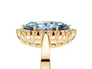 Marquise Scalloped Halo Engagement Ring Setting for a Fancy Blue Lab-Grown Diamond | Yellow Gold