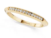 Round Lab-Grown Diamond Vintage Milgrain Pavé Wedding Band | Knife Edge Sides | Yellow Gold
