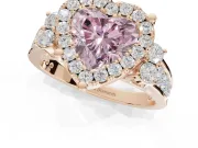Heart-Shaped Halo Engagement Ring Setting for a Fancy Pink Lab-Grown Diamond | Graduated Channel Band | Rose Gold