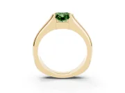 Radiant Cut Half Bezel Solitaire Engagement Ring Setting for a Fancy Green Lab-Grown Diamond | Wide Band | Yellow Gold