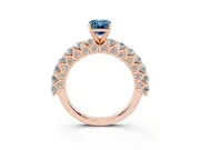 Emerald Cut Shared Prong Engagement Ring Setting for a Fancy Blue Lab-Grown Diamond | Rose Gold