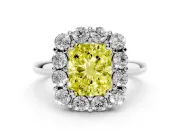 Radiant Cut Cluster Halo Engagement Ring Setting for a Fancy Yellow Lab-Grown Diamond | Large Round Accents | Platinum