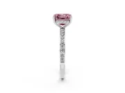 Fancy Pink Asscher Cut Diamond Pavé Band Ring Set in Silver with Prong-Set Center Stone