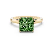 Princess Cut Engagement Ring Setting for a Fancy Green Lab-Grown Diamond | Hidden Halo | Yellow Gold