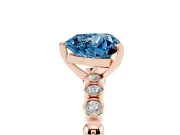 Heart-Shaped Beaded Solitaire Engagement Ring Setting for a Fancy Blue Lab-Grown Diamond | Rose Gold