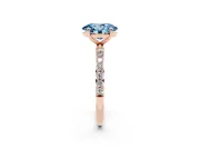 Oval Pave Solitaire Engagement Ring Setting for a Fancy Blue Lab-Grown Diamond | Pave Shoulders | Rose Gold