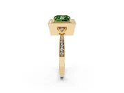 Princess Cut Milgrain Halo Engagement Ring Setting for a Fancy Green Lab-Grown Diamond | Graduated Pavé | Yellow Gold