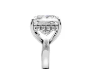 Princess Cut Hidden Halo Solitaire Engagement Ring Setting | Thin Wire Band | Sterling Silver