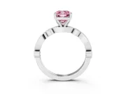 Cushion Cut Vintage Milgrain Engagement Ring Setting for a Fancy Pink Lab-Grown Diamond | Sterling Silver