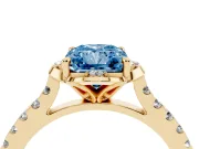 Radiant Cut Floral Petal Engagement Ring Setting for a Fancy Blue Lab-Grown Diamond | Petal Accents | Yellow Gold