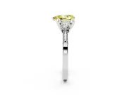 Pear-Shaped Hidden Halo Three Stone Engagement Ring Setting for a Fancy Yellow Lab-Grown Diamond | White Gold