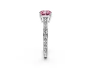 Cushion Cut Pave Solitaire Engagement Ring Setting for a Fancy Pink Lab-Grown Diamond | Accented Basket | White Gold