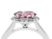 Oval Halo Engagement Ring Setting for a Fancy Pink Lab-Grown Diamond | Plain Polished Band | White Gold