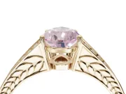 Pear-Shaped Split Shank Pavé Engagement Ring Setting for a Fancy Pink Lab-Grown Diamond | Yellow Gold