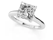 Princess Cut Diamond Solitaire Ring Set in Silver with Cathedral Band and Prong Setting