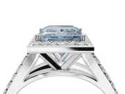 Princess Cut Halo Pavé Engagement Ring Setting for a Fancy Blue Lab-Grown Diamond | Narrow Split Shank | White Gold