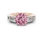 Round Close Set Five Stone Engagement Ring Setting for a Fancy Pink Lab-Grown Diamond | Rose Gold