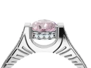 Pear-Shaped Vintage Cathedral Engagement Ring Setting for a Fancy Pink Lab-Grown Diamond | Carved Band | Sterling Silver