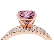 Fancy Pink Princess Cut Diamond Solitaire Twist Band Ring Set in Rose gold with Pavé Setting and Prong Head