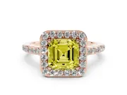 Asscher Cut Halo Engagement Ring Setting for a Fancy Yellow Lab-Grown Diamond | Rose Gold - Design NV-24729