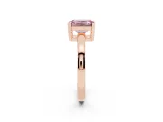 Fancy Pink Emerald Cut Diamond Solitaire Ring Set in Rose gold with Prong Head and Smooth Polished Band