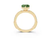 Heart-Shaped Vintage Pavé Engagement Ring Setting for a Fancy Green Lab-Grown Diamond | Yellow Gold