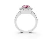 Round Vintage Milgrain Halo Engagement Ring Setting for a Fancy Pink Lab-Grown Diamond | Pierced Gallery | Platinum