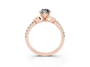 Fancy Black Marquise Cut Diamond Solitaire Leaf-Inspired Ring Set in Rose gold with Pavé Band and Prong Setting