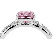 Fancy Pink Radiant Cut Diamond Cluster Solitaire Ring Set in Silver with Prong Setting