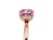 Fancy Pink Cushion Cut Diamond Solitaire Engagement Ring Set in Rose gold with Prong Setting and Polished Band