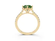 Round Floral Engagement Ring Setting for a Fancy Green Lab-Grown Diamond | Pavé Band | Yellow Gold