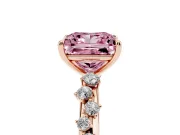 Fancy Pink Princess Cut Diamond Cluster Solitaire Ring Set in Rose gold with Prong Setting