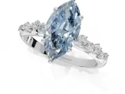 Marquise Graduated Solitaire Engagement Ring Setting for a Fancy Blue Lab-Grown Diamond | Sterling Silver
