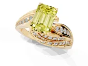 Emerald Cut Bypass Pavé Engagement Ring Setting for a Fancy Yellow Lab-Grown Diamond | Graduated Pavé | Yellow Gold