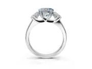 Heart-Shaped Three Stone Engagement Ring Setting for a Fancy Blue Lab-Grown Diamond | Tapered Band | Sterling Silver