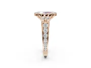 Oval Halo Engagement Ring Setting for a Fancy Pink Lab-Grown Diamond | Side Clusters | Rose Gold