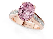 Oval Cathedral Channel Set Engagement Ring Setting for a Fancy Pink Lab-Grown Diamond | Double Claw Prongs | Rose Gold