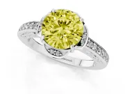 Round Floral Pavé Engagement Ring Setting for a Fancy Yellow Lab-Grown Diamond | White Gold