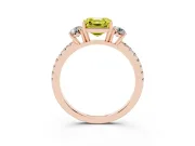 Asscher Cut Three Stone Engagement Ring Setting for a Fancy Yellow Lab-Grown Diamond | Pave Shoulders | Rose Gold