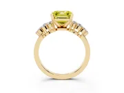 Fancy Yellow Asscher Cut Diamond Cluster Engagement Ring Set in Yellow gold with Pavé Band and Prong Setting