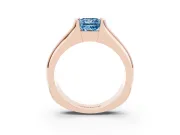Princess Cut Half Bezel Solitaire Engagement Ring Setting for a Fancy Blue Lab-Grown Diamond | Wide Band | Rose Gold