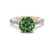 Round Baguette Side Stone Engagement Ring Setting for a Fancy Green Lab-Grown Diamond | Rose Gold