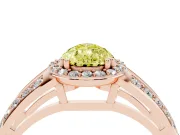 Pear-Shaped Halo Engagement Ring Setting for a Fancy Yellow Lab-Grown Diamond | Two-Row Pave Split Shank | Rose Gold