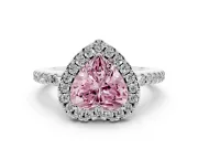Heart-Shaped Pave Halo Engagement Ring Setting for a Fancy Pink Lab-Grown Diamond | Pave Band | Platinum