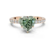 Heart-Shaped Hidden Halo Engagement Ring Setting for a Fancy Green Lab-Grown Diamond | Pavé Band | Rose Gold