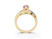 Marquise Bypass Pavé Engagement Ring Setting for a Fancy Pink Lab-Grown Diamond | Yellow Gold